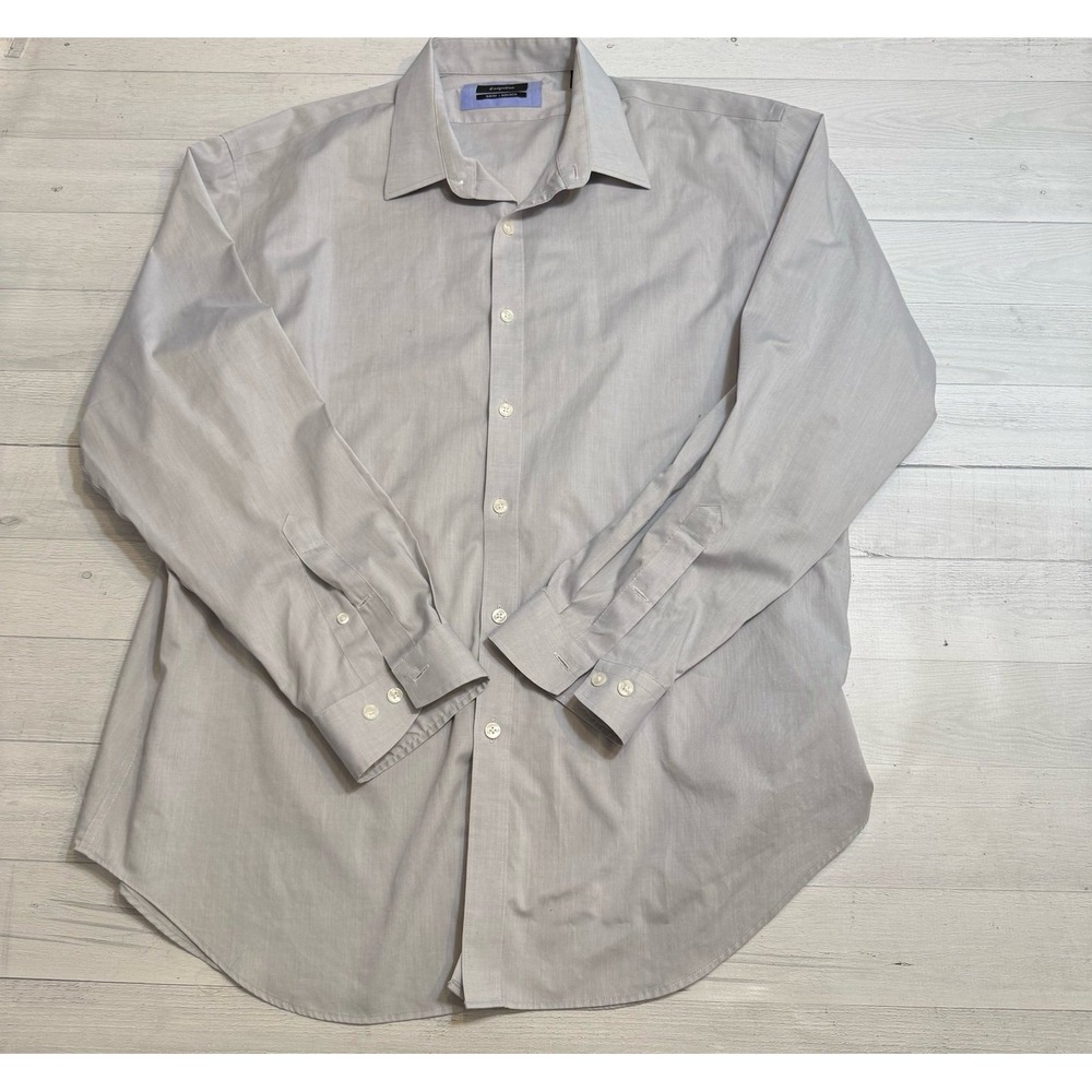 Esquire men's light grey long sleeve button down dress shirt 17.5 34/35 slim fit